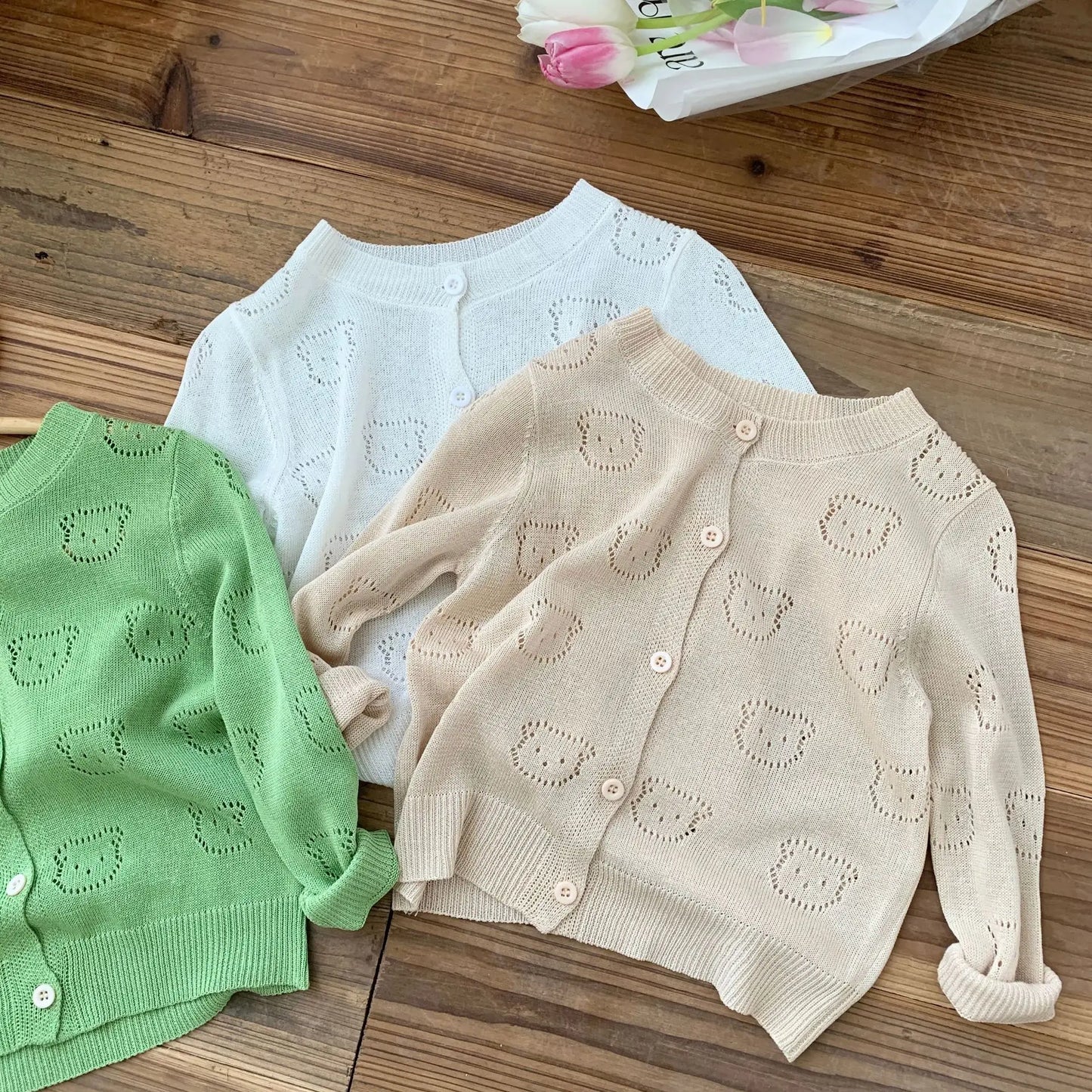 Ottis Knitted Hollow-Out Bear Sweater