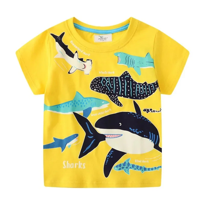 Juan Cartoon Shark Dinosaur Cotton Tees