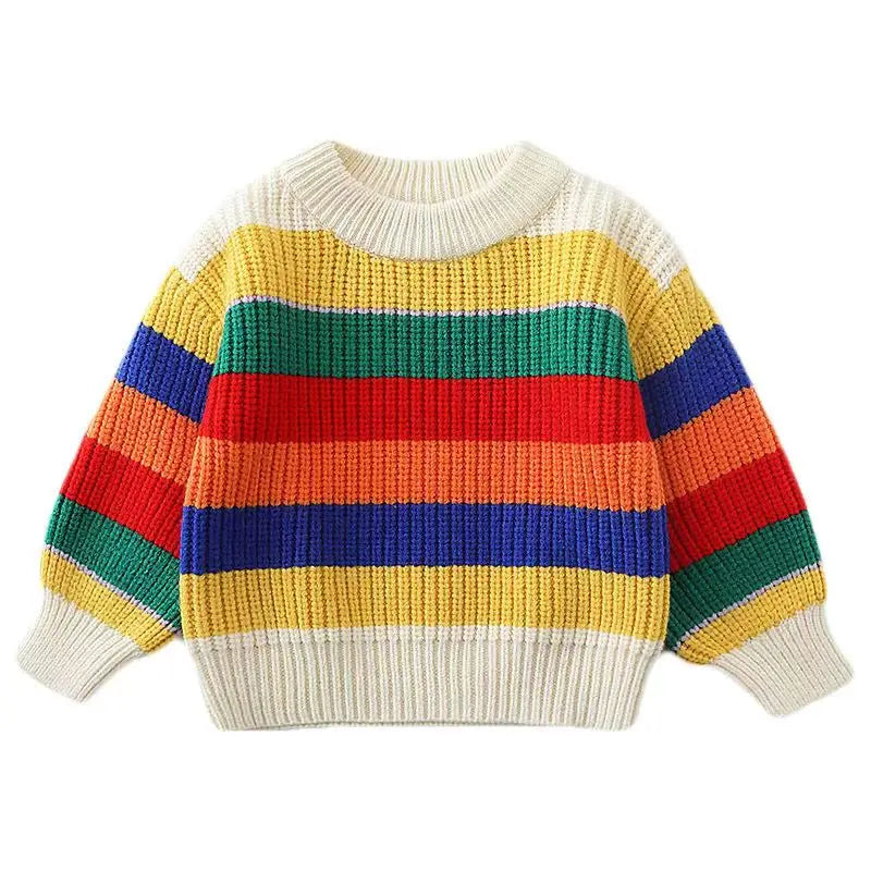Jose Korean Loose Rainbow Stripe Sweater