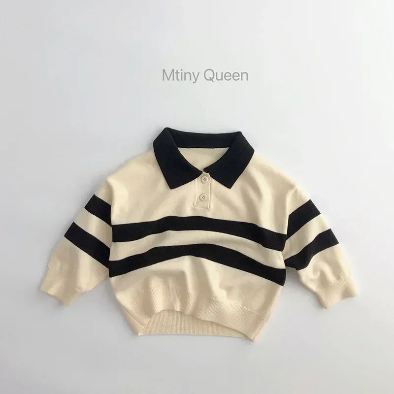 Hilario Two-button Striped Lapel Boy's Sweater