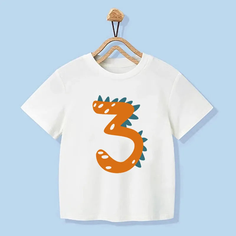 Juan Number 1-9 Boys Dinosaur Birthday Tees
