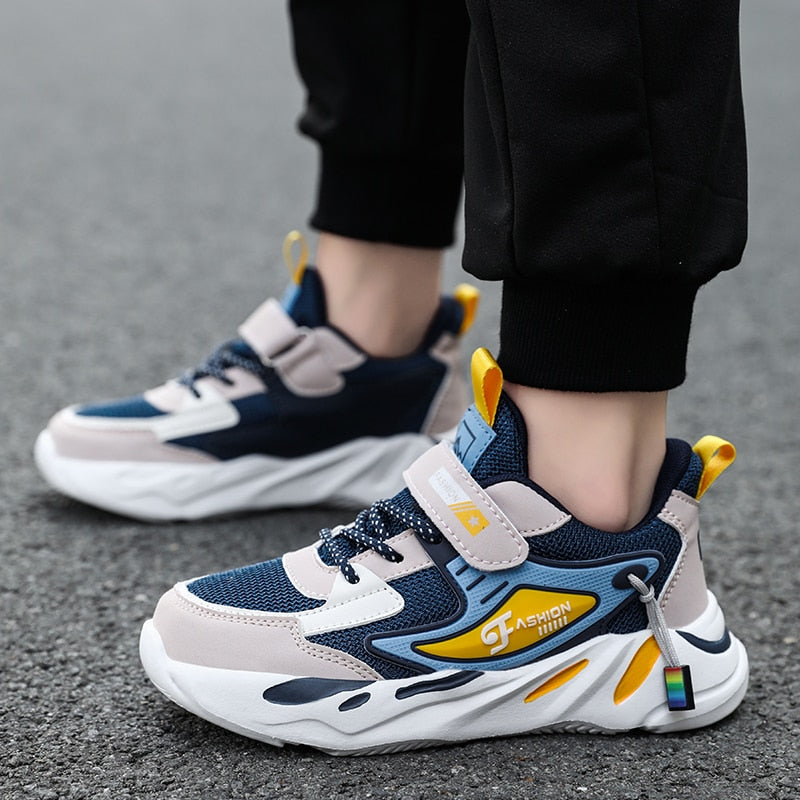 Boys Mesh Breathable Running Sports Kids Flat Casual Shoes Big Size 39 40 - GuGuTon