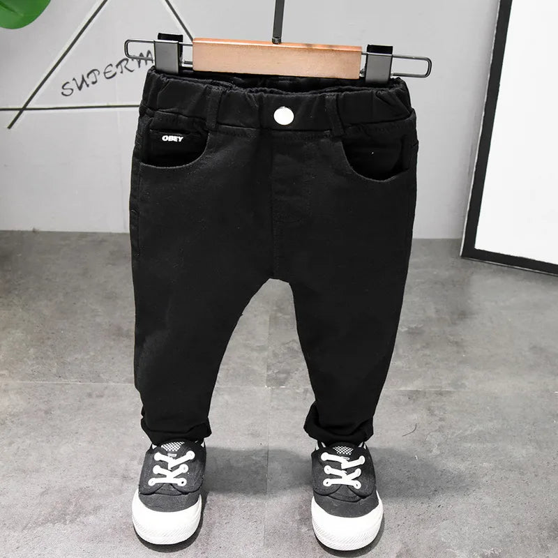 Álex Clothing Pure White/Black Students Contest Straight Jeans Baby