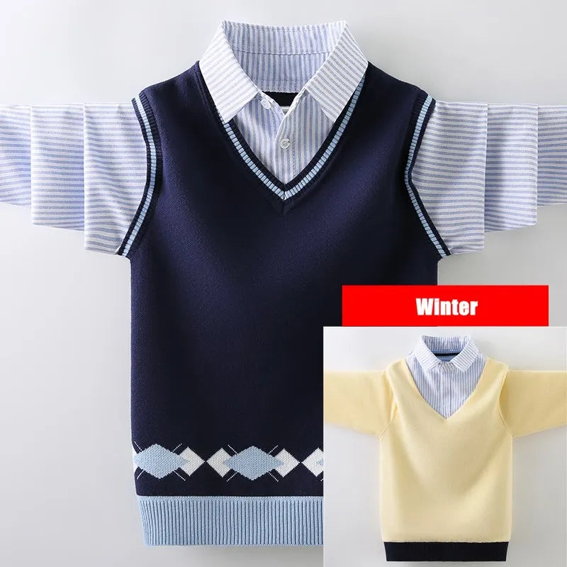 Andres Uniform Turn Collar Vest Sweater