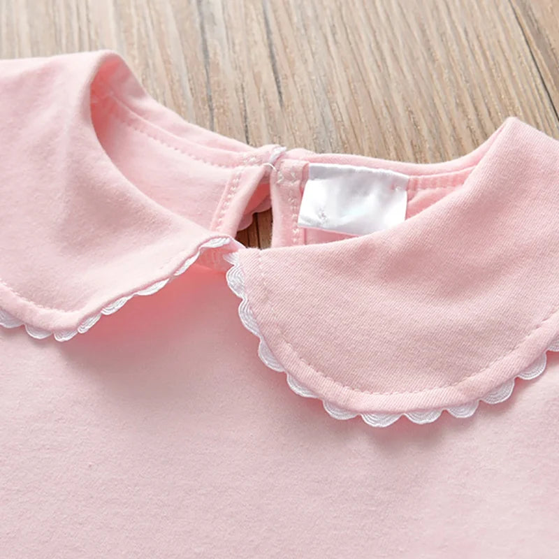 Mia Winter Girls Clothes Sleeve T-shirt Cotton Solid Round Neck Casual