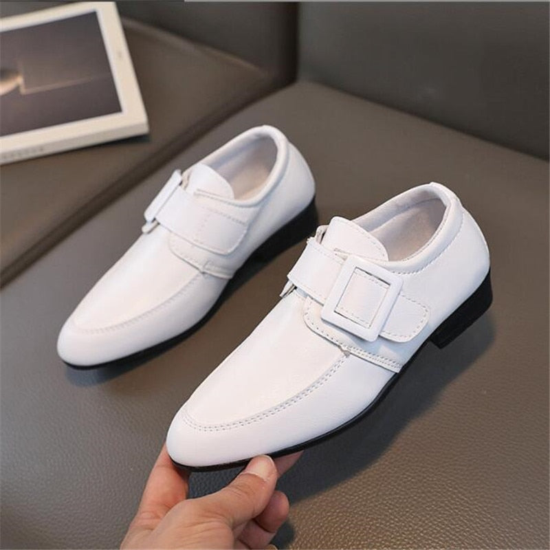 Performance Pointed Toe Children Leather Black Boy Kids Wedding Shoes - GuGuTon