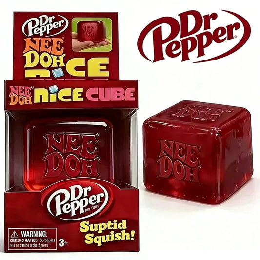 Dr Pepper x NeeDoh Nice Cube Squishy Stress Relief Toy, Soft Squeeze Fidget Cube for Kids