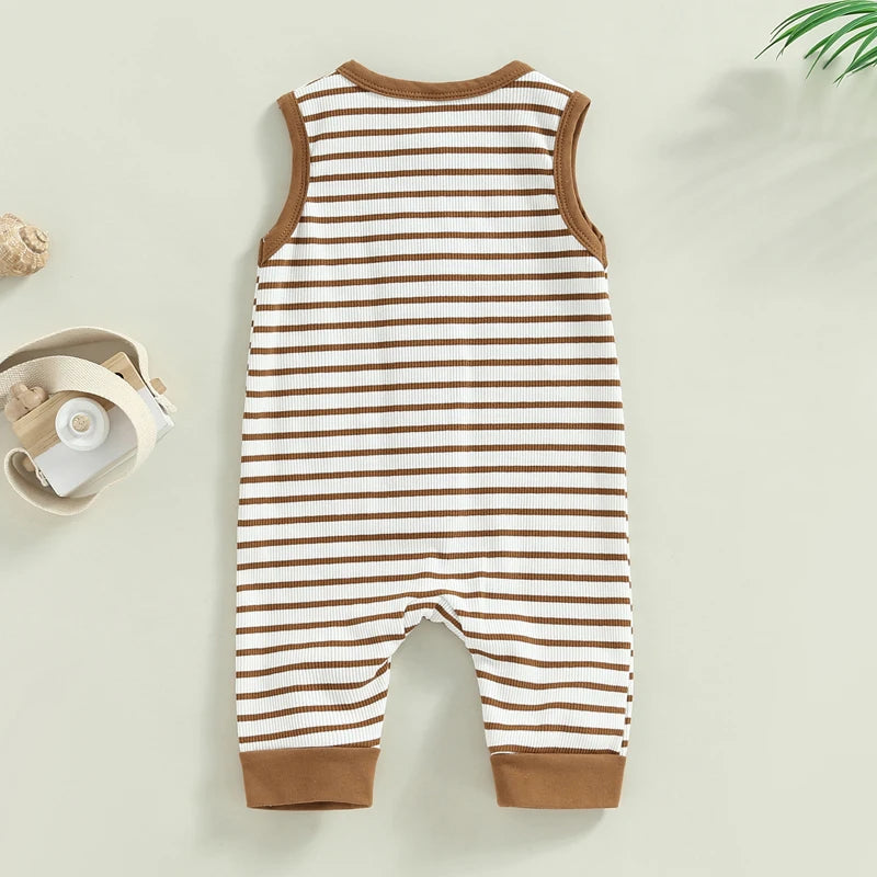 Naim Infant Baby Boys Romper Stripe Sleeveless Crew Neck
