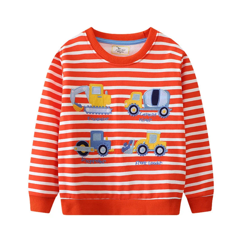 Joel Cartoon Cars Embroidery Boys Sweater