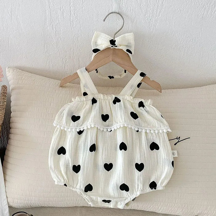 Heart Print Romper Set