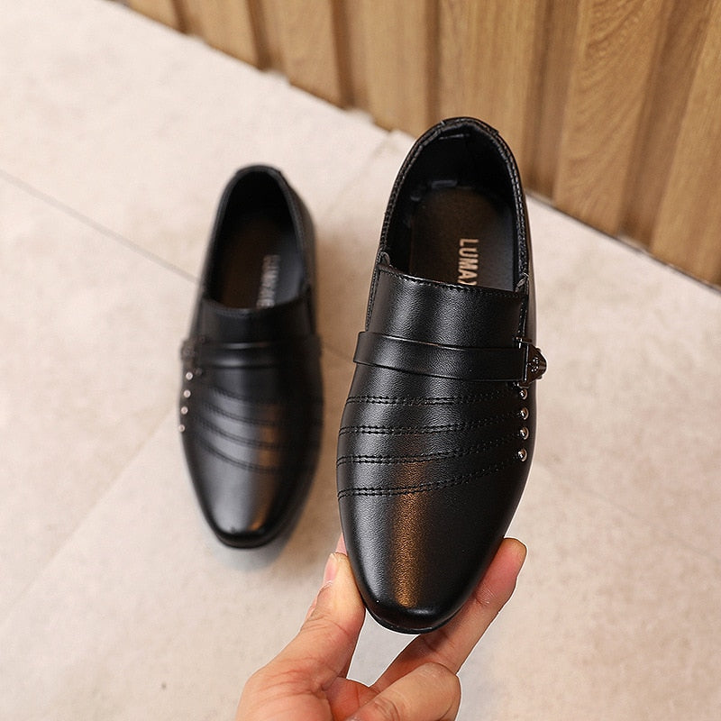 Boys Toddlers Fashion Children Leather Kids Formal Shoes For Wedding Show Stage British Style Pointed Toes-30 21 - GuGuTon