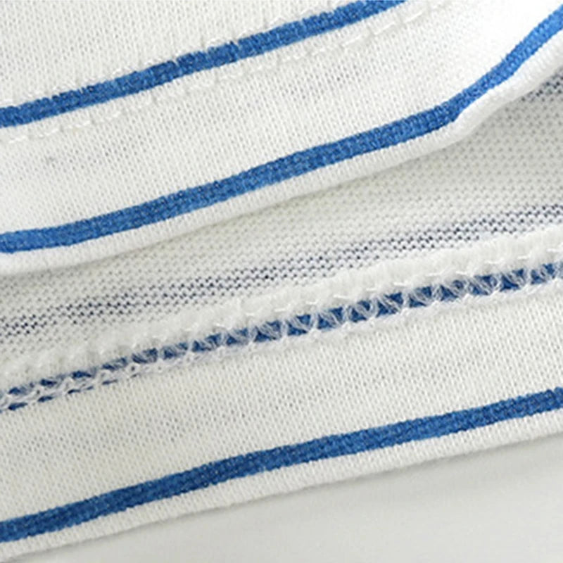 Leo Striped Letter Print Cotton Short-Sleeved Tops