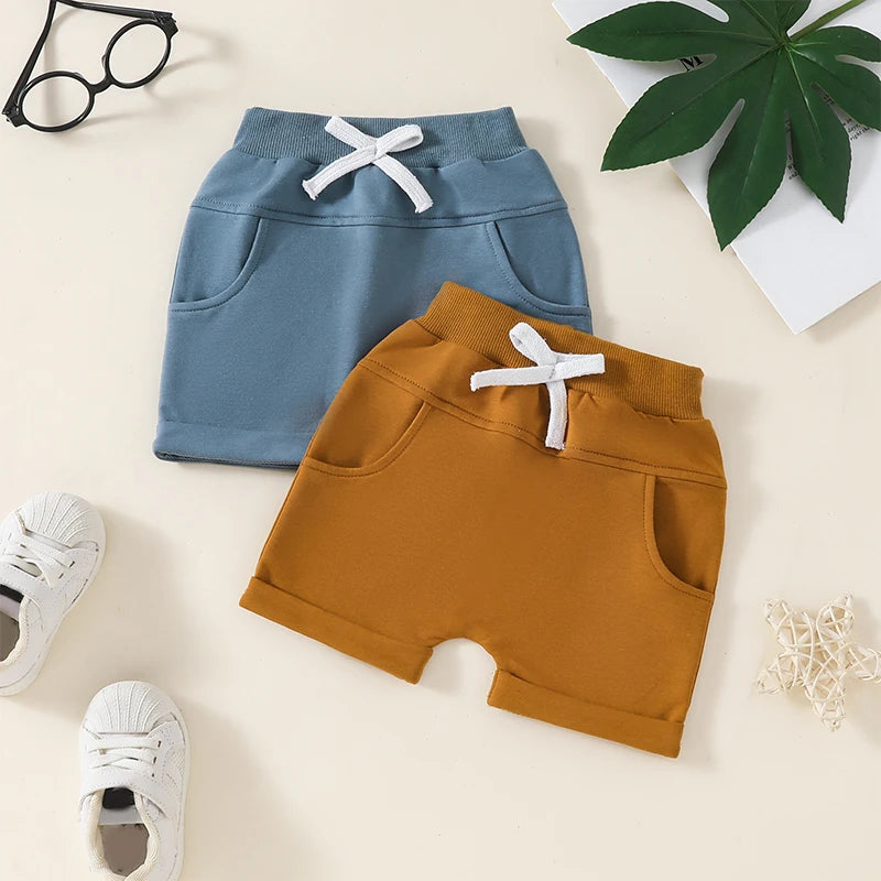 Jhosuan Casual Shorts Solid Color Elastic Waist Summer