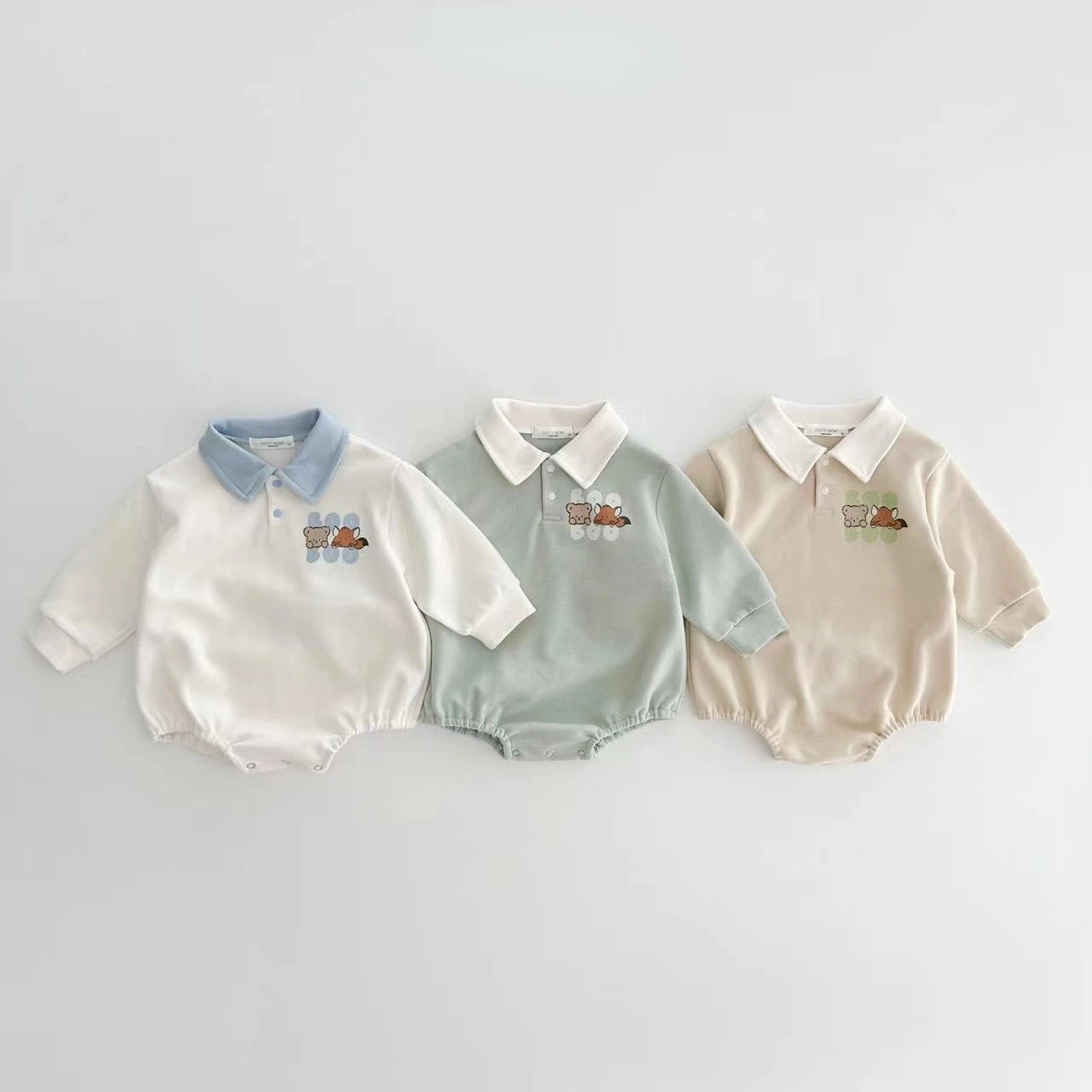 Geral Baby Boys Long Sleeve Romper Turn-Down Collar