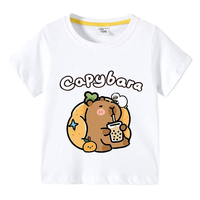 Carlos Cute Capibara Round Neck Tees