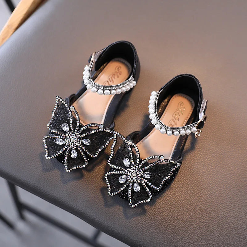 Summer Girls Sandals Fashion Sequins Rhinestone Bow Girls Princess Shoes