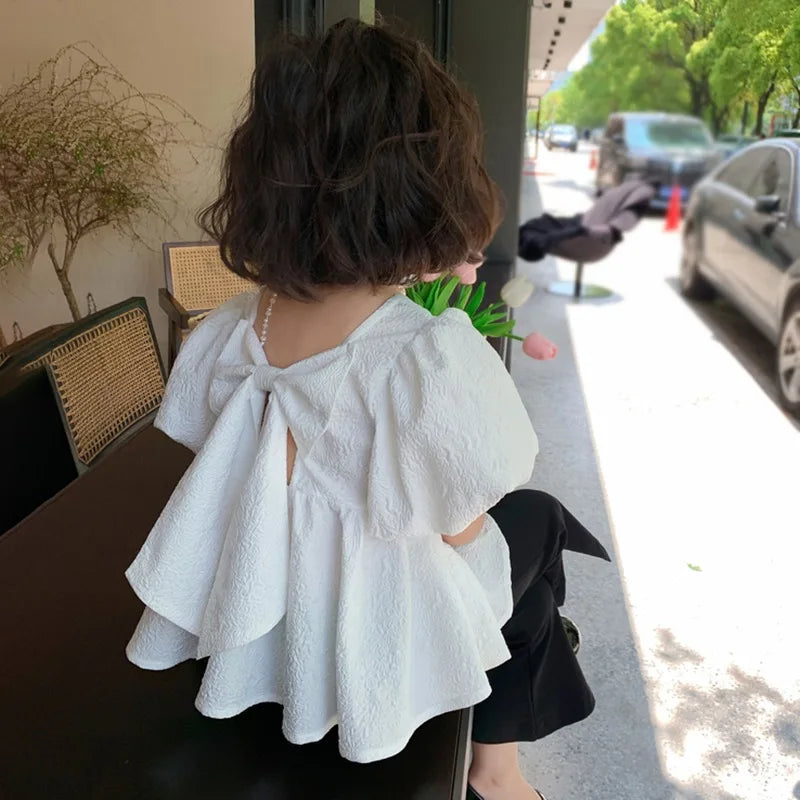 Ariadna Bubble Sleeve Sleeve Halter Decoration Solid Color