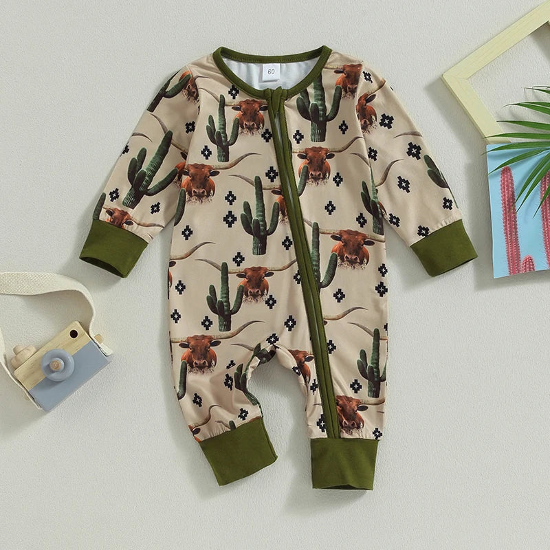 Lucas Baby Boys Jumpsuit Long Sleeve Print Zipped Autumn Clothes