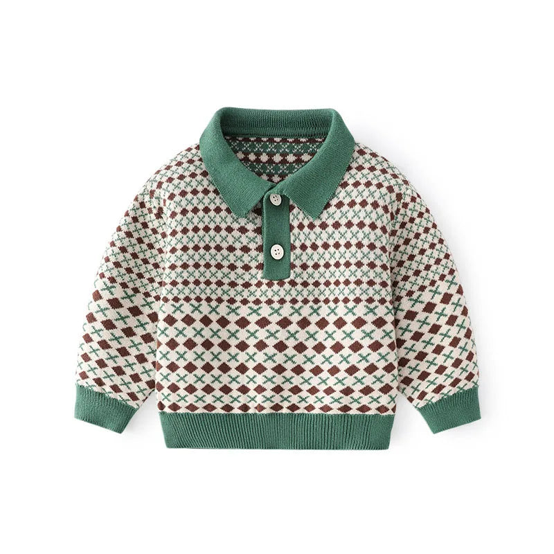 Omar Pullovers Elastic Plaid Knitted Sweaters