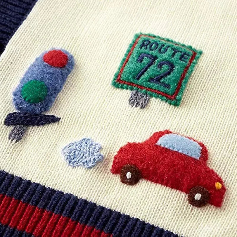 Yariel Cartoon Bear Car Embroidery Sweater
