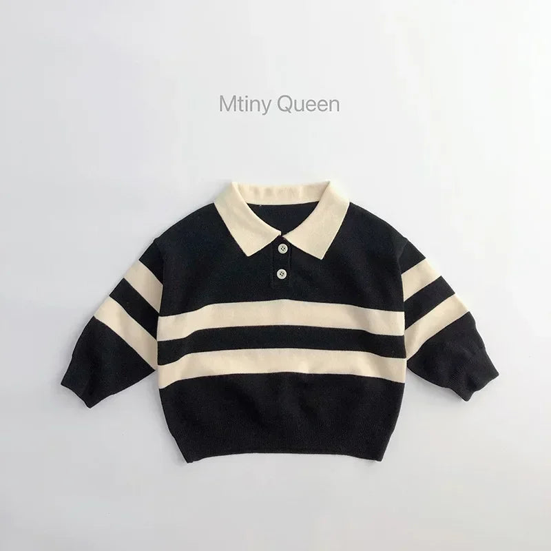 Hilario Two-button Striped Lapel Boy's Sweater