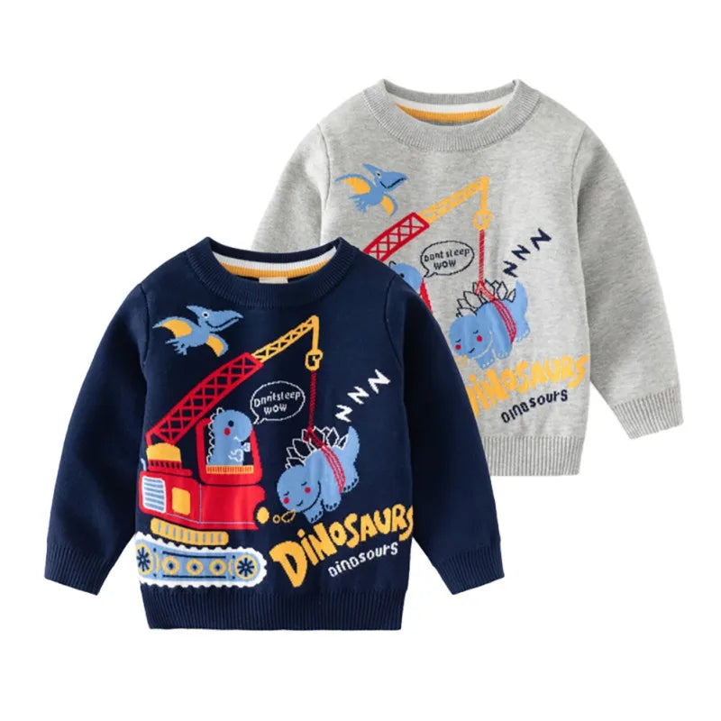 Valentino Thickened Dinosaur Car Print Pullover Sweater