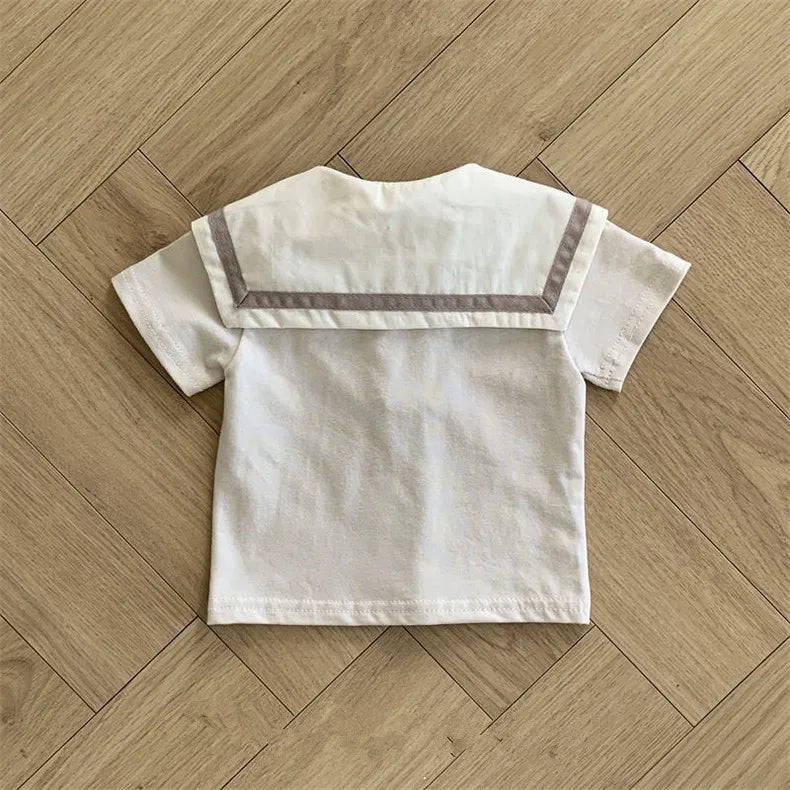 Jefrey Cotton Infant Boy Navy Solid Tops
