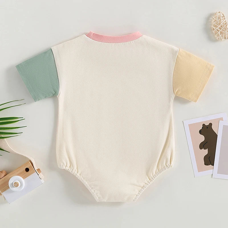 Javier Baby Summer Romper Sleeve Neck Contrast Color
