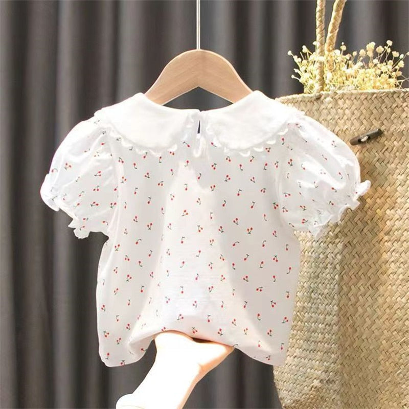 Obdulia Summer T-shirt For Girls Cherry Pattern