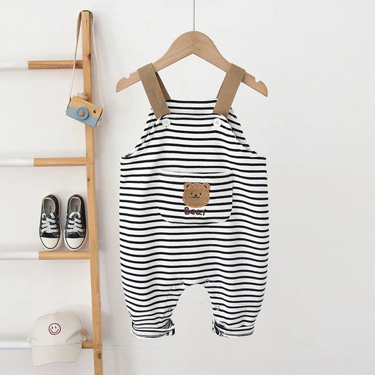Striped Teddy Bear Overalls