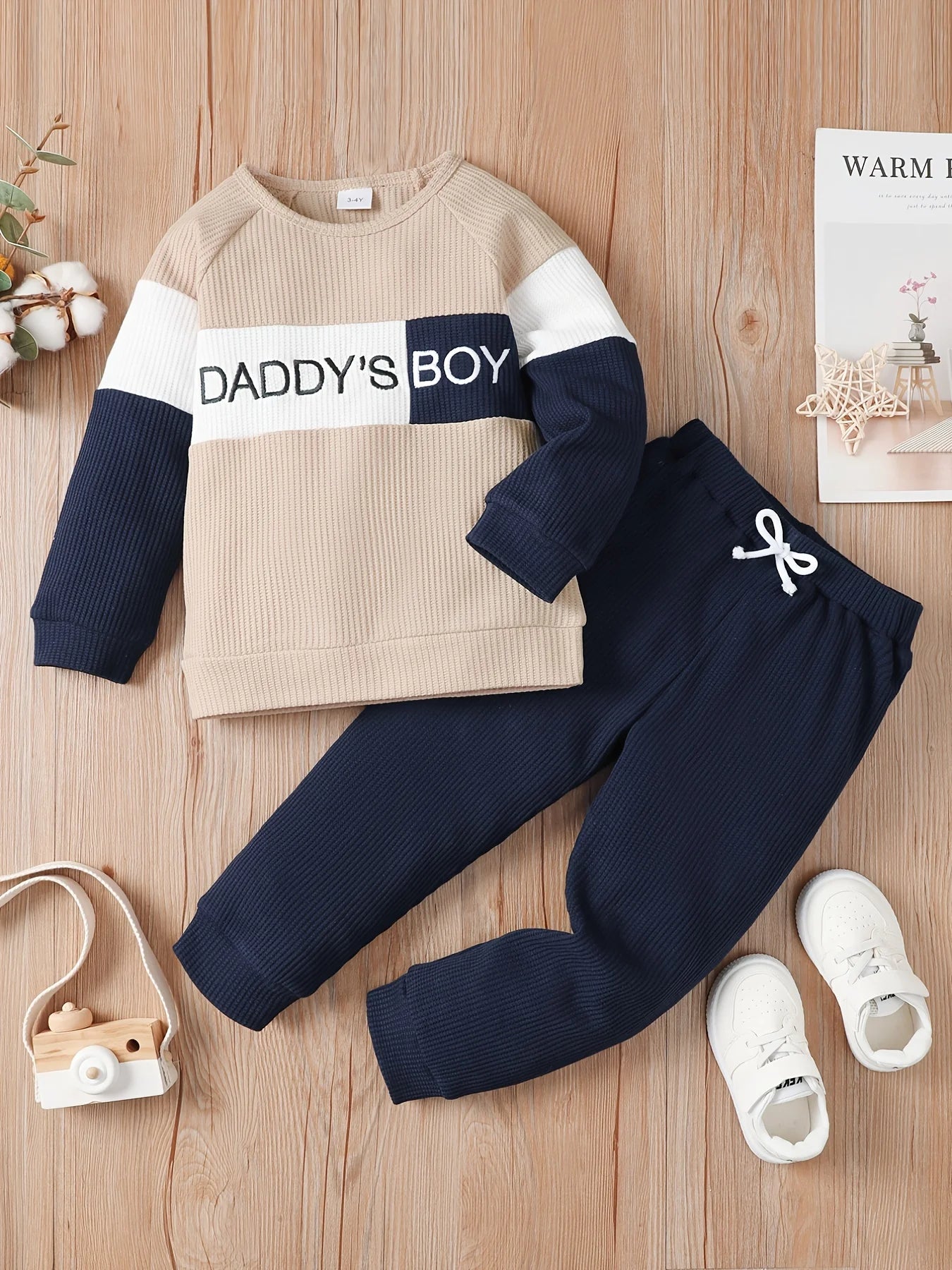 Winter Baby Boy Long Sleeve Knitted Waffle Sets