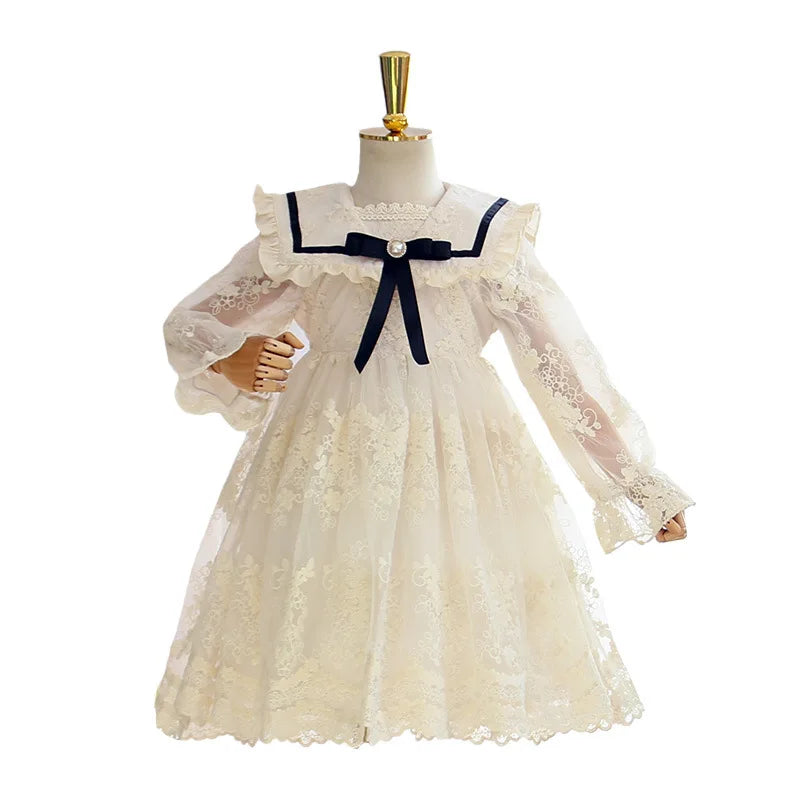 Girls Casual Dresses Girls Long Sleeve Lace Dress Tulle Princess Dress