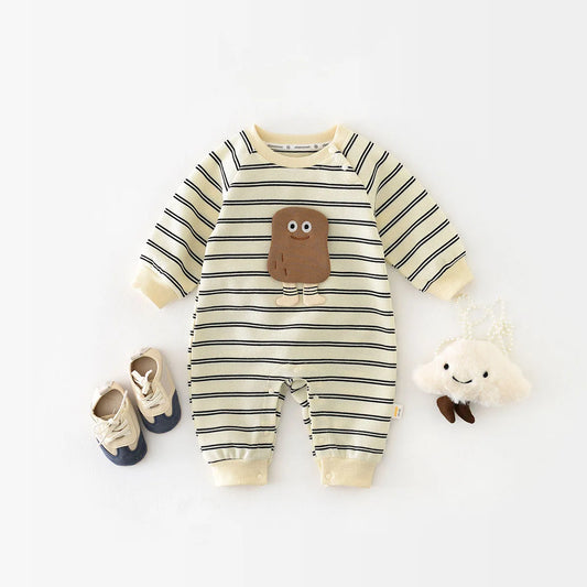 Spring Striped Cartoon Baby Onesie