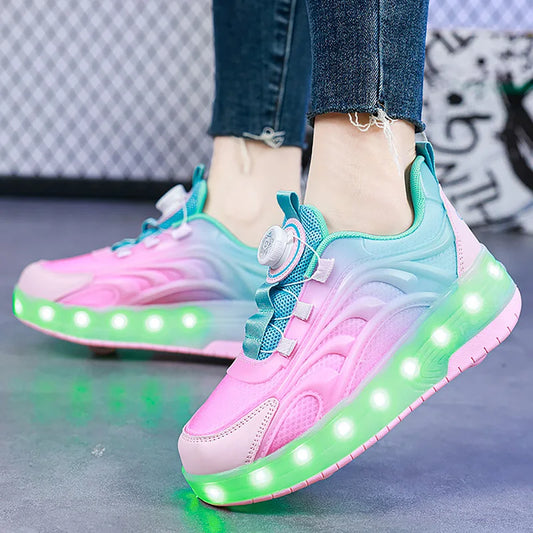 2 Wheels Children's Led Light Roller Skate Shoes