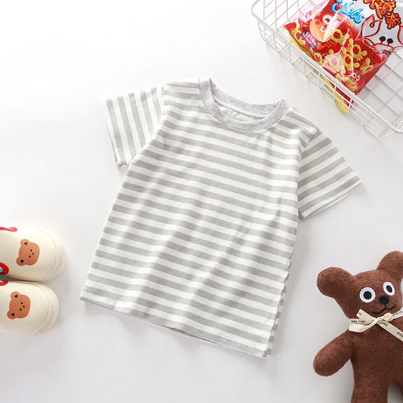 Isabella Girls summer New Striped Baby Thin Section