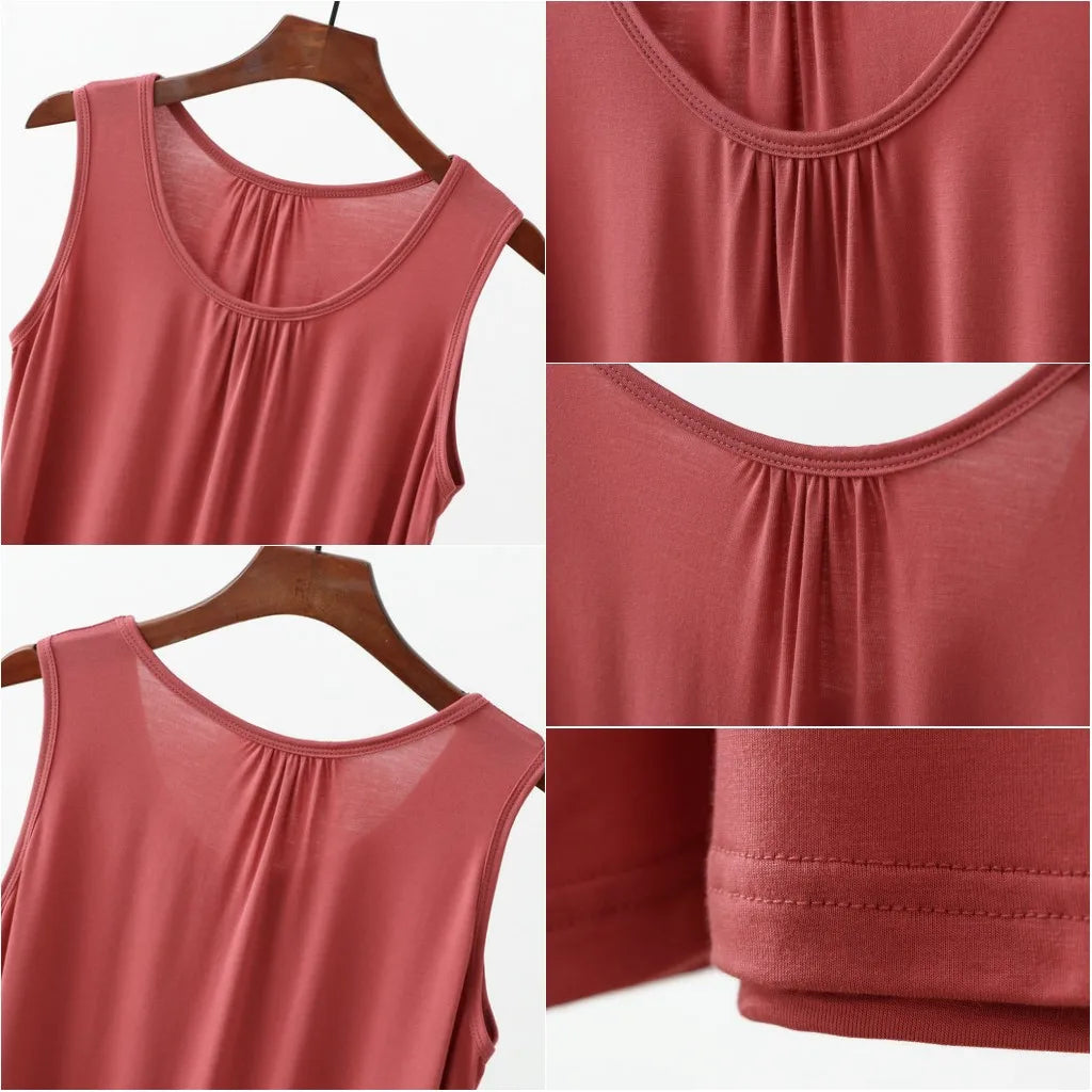 Sophia Tops Loose Folds Summer women Modal sleeveless