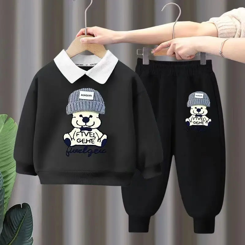 Autumn Clothes Set Boys Pullover with Cartoon Print