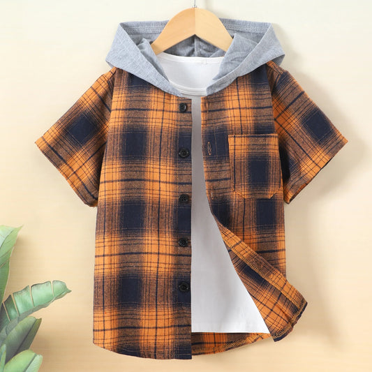 Ramon Casual Short Sleeve Hooded Shirt - GuGuTon baby store - Baby Fashion - Toddlers Outfits - Babies Outfits - Toddler Clothes - Kids Clothing - Newborn Clothes - Newborn Wear - Kids Wear - Trending Clothes - Trending Outfits - Fall Fashion - Winter Fashion - Girls Clothes - Boys Clothes - Babies Wear - Kids Accessories - KidsWear - Summer Clothes - Summer Fashion - Summer Trend - Falls Sweaters - Tops - Bottom - Jeans - Blouse - Dresses - Newborn Dresses - Toys