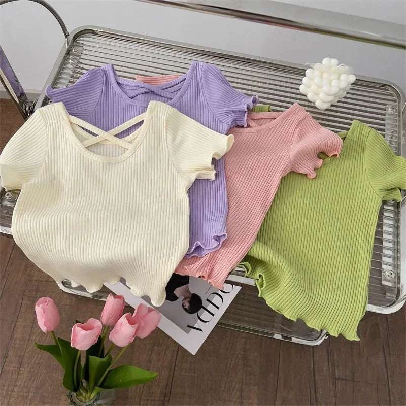 Alejandra Solid Color Children Blouse Fashion Toddler Outfits Clothing