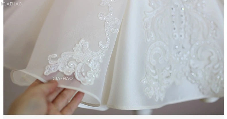 Girls Flower Girl Dress Tutu Princess Gown for Wedding Children First Birthday Party Pageant Christening Celebration Kid Dresses