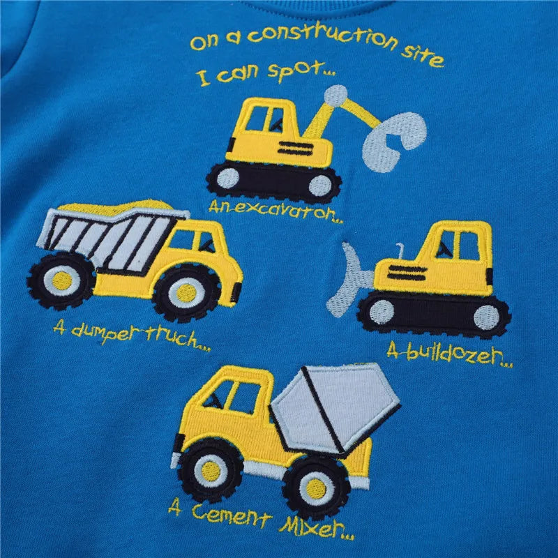 Joel Cartoon Cars Embroidery Boys Sweater