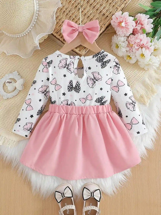 Ella Baby Girl Cartoon Bow Dress - Spring Autumn Ruffle Design
