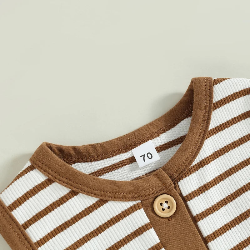 Naim Infant Baby Boys Romper Stripe Sleeveless Crew Neck