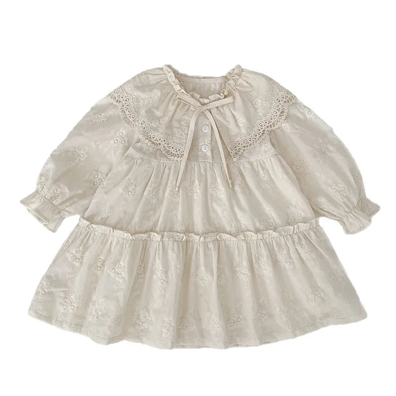 YBFSKID 2026 Spring Kids Girls Dress French Lace Collar Infant Babys Girls Dress