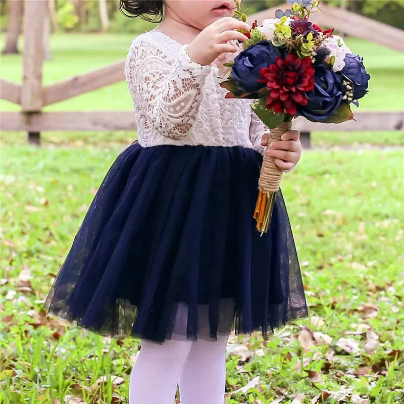 Elegant Festival Dress Lace Vacation Dress for Girls 6m To 12 Years Old