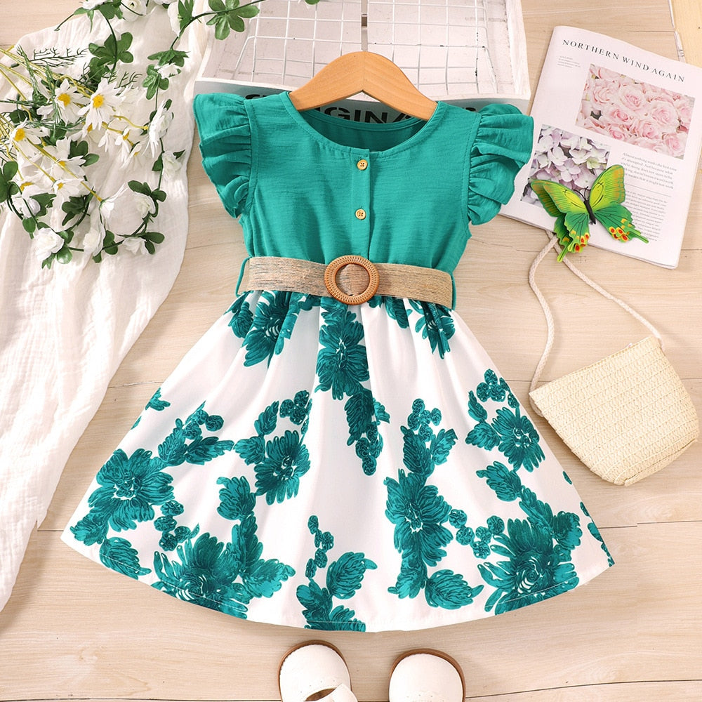 Viola Casual Dress for Girls Summer Toddler Sleeve Floral Print
