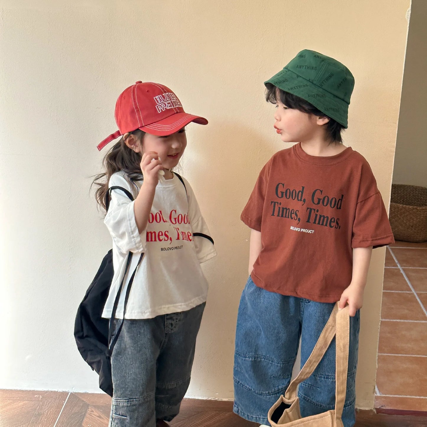 Emma Fashion Loose Children Letter Print Tees Kid Casual