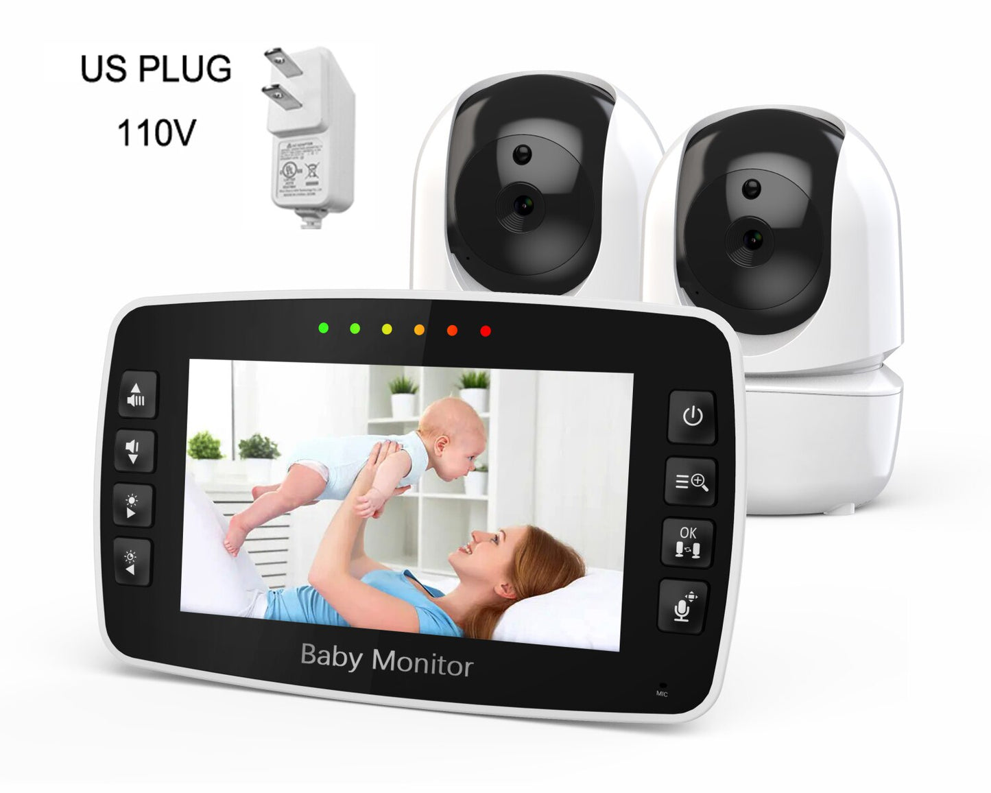 Baby Monitor 4.3 Inch Wireless With PTZ Camera High Security Night Vision - GuGuTon