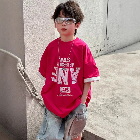 Charlie Short Sleeved Cotton Loose Tees - GuGuTon baby store - Baby Fashion - Toddlers Outfits - Babies Outfits - Toddler Clothes - Kids Clothing - Newborn Clothes - Newborn Wear - Kids Wear - Trending Clothes - Trending Outfits - Fall Fashion - Winter Fashion - Girls Clothes - Boys Clothes - Babies Wear - Kids Accessories - KidsWear - Summer Clothes - Summer Fashion - Summer Trend - Falls Sweaters - Tops - Bottom - Jeans - Blouse - Dresses - Newborn Dresses - Toys