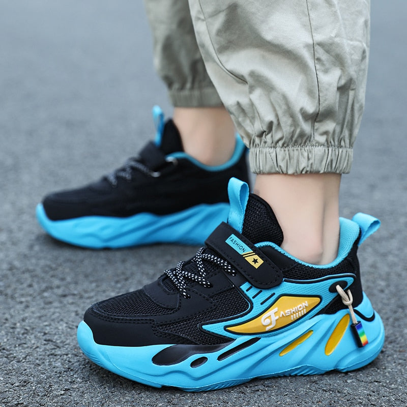 Boys Mesh Breathable Running Sports Kids Flat Casual Shoes Big Size 39 40 - GuGuTon
